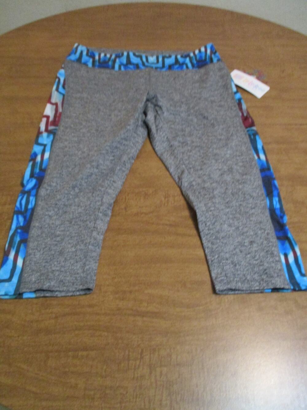 LULAROE JADE CAPRI LEGGINGS GRAY BLUE XL